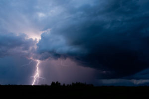 Lightning during a thunderstorm